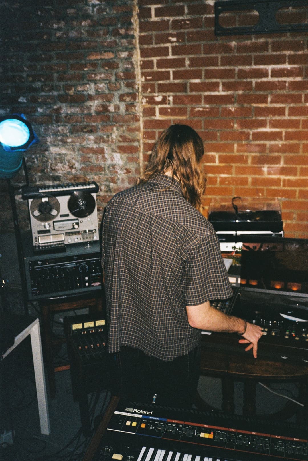 Kaden Smith working on the tape print setup.